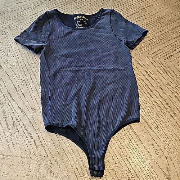Charcoal ribbed bodysuit size S/M - Picture 1 of 8